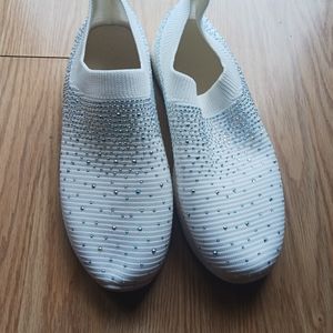 Ladies size 38 White Sequined Slip Ons (size 7 1/2 - 8) New